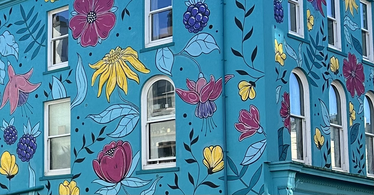 A floral mural in Ramsey